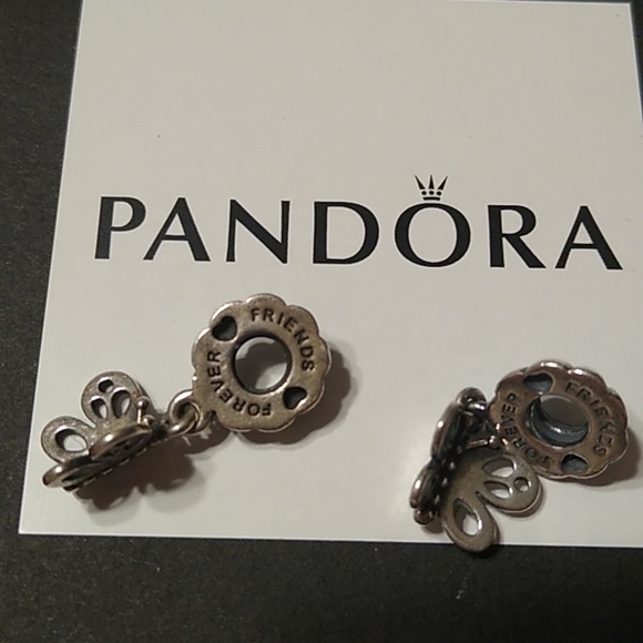 Pandora Butterfly Dangles "Friends Forever" 2 part Charm. 790531 - Picture 3 of 5